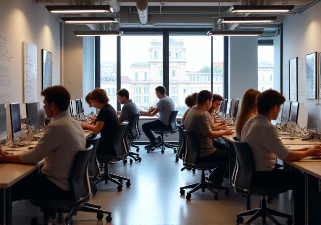 Team di FiumeAI Digital a lavoro nell'ufficio di Roma